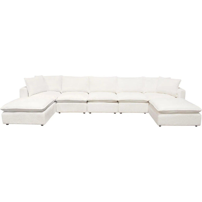 Ivy 7-Piece Dual Chaise Sectional in White Faux Shearling Sectionals LOOMLAN By Diamond Sofa