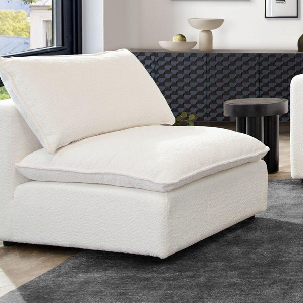 Ivy Armless Chair in White Faux Shearling Accent Chairs LOOMLAN By Diamond Sofa