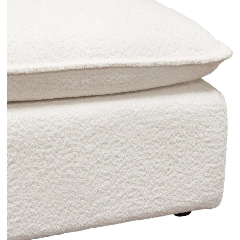 Ivy Square Ottoman in White Faux Shearling Ottomans LOOMLAN By Diamond Sofa