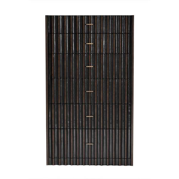 Izzy Wood and Brass Black Tallboy Dressers LOOMLAN By Noir