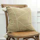 Jackie Hieroglyphics Khaki Pillow With Insert Throw Pillows LOOMLAN By LOOMLAN