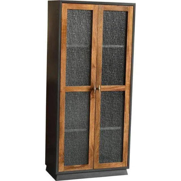 Jadwin Tall Wood Cabinet Glass Doors Bookcases LOOMLAN By LOOMLAN