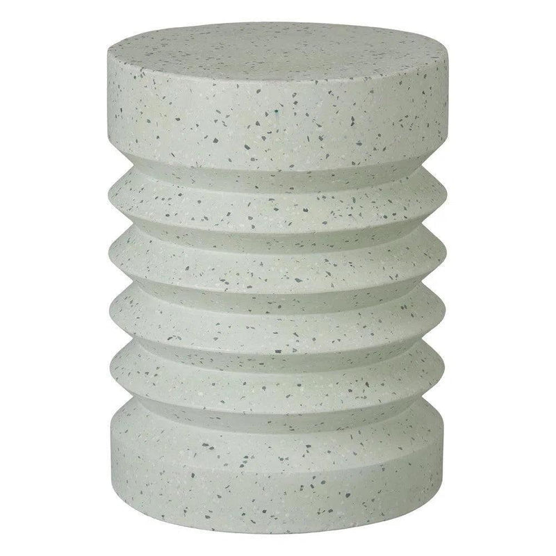 Jag 18.5 in. Round Pale Green Terrazzo Garden Stool Outdoor Stools LOOMLAN By Emissary