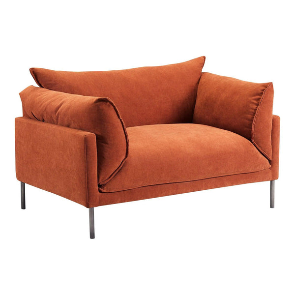 Jamara Polyester and Stainless Steel Dark Orange Chair And A Half Sofas & Loveseats LOOMLAN By Moe's Home