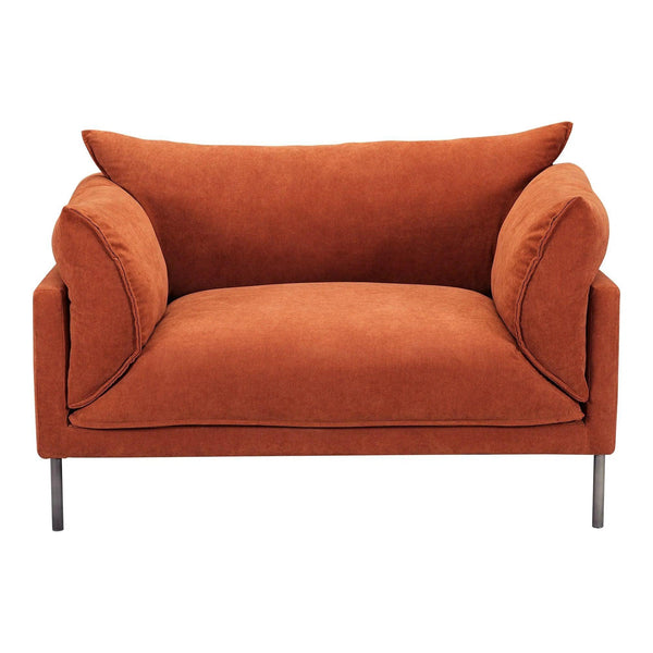 Jamara Polyester and Stainless Steel Dark Orange Chair And A Half Sofas & Loveseats LOOMLAN By Moe's Home