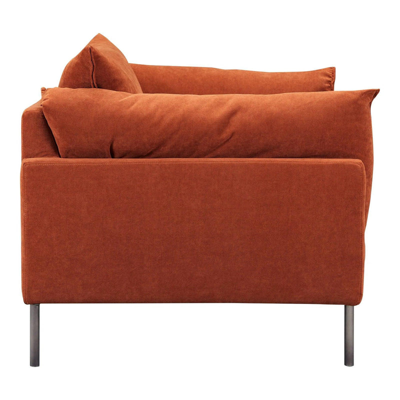 Jamara Polyester and Stainless Steel Dark Orange Chair And A Half Sofas & Loveseats LOOMLAN By Moe's Home