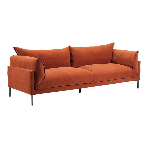 Jamara Polyester and Stainless Steel Dark Orange Sofa Sofas & Loveseats LOOMLAN By Moe's Home