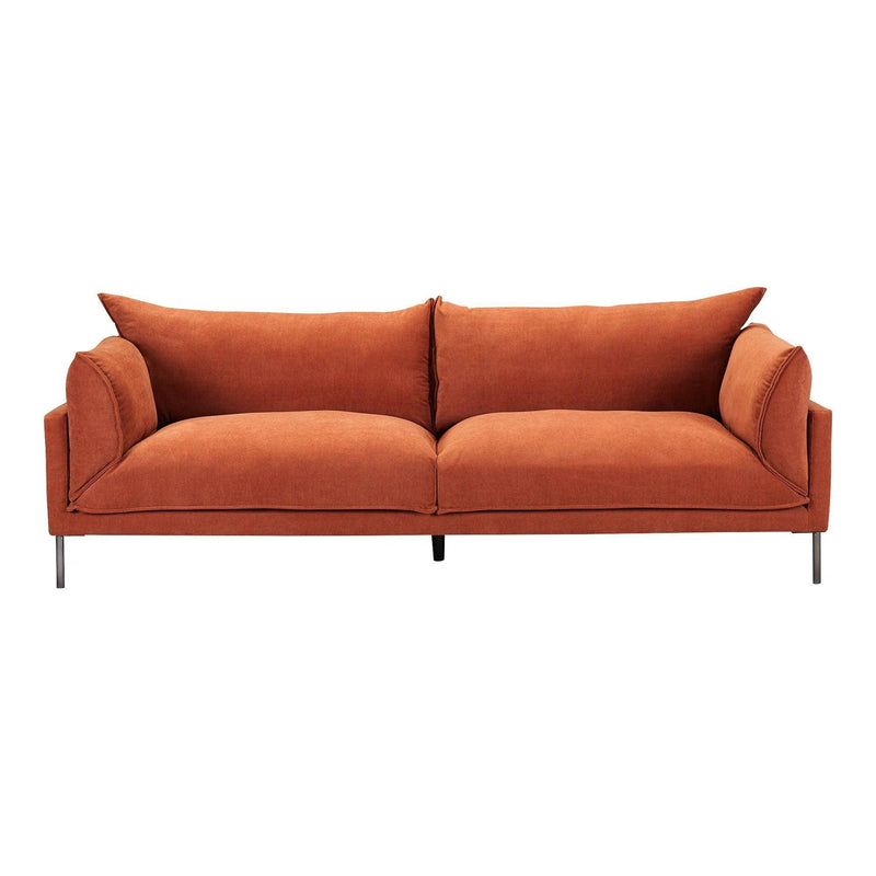 Jamara Polyester and Stainless Steel Dark Orange Sofa Sofas & Loveseats LOOMLAN By Moe's Home