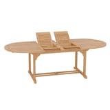 January Oval Teak Outdoor Dining Table with Built-In Extension and Umbrella Hole Outdoor Dining Tables LOOMLAN By HiTeak