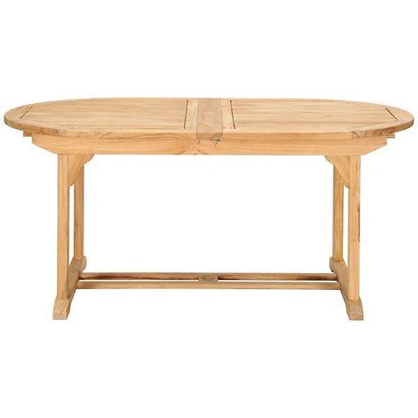 January Oval Teak Outdoor Dining Table with Built-In Extension and Umbrella Hole Outdoor Dining Tables LOOMLAN By HiTeak