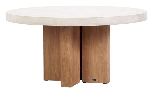 Java Teak and Concrete Dining Table - Ivory White Outdoor Dining Table Outdoor Dining Tables LOOMLAN By Seasonal Living