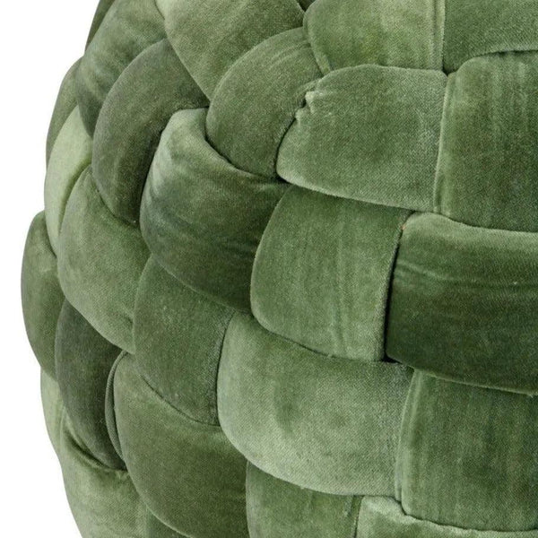 Jazzy Round Green Velvet Pouf Ottoman Poufs and Stools LOOMLAN By Moe's Home