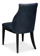 Jefferson Distilled Leather and Wood Blue Armless Dining Chair Dining Chairs LOOMLAN By Sarreid