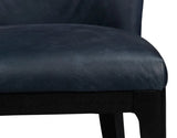 Jefferson Distilled Leather and Wood Blue Armless Dining Chair Dining Chairs LOOMLAN By Sarreid