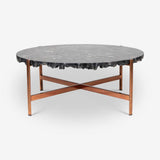 Jenna Natural Dark Petrified Wooden Round Coffee Table Coffee Tables LOOMLAN By Urbia