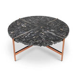 Jenna Natural Dark Petrified Wooden Round Coffee Table Coffee Tables LOOMLAN By Urbia