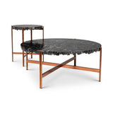 Jenna Natural Dark Petrified Wooden Round Coffee Table Coffee Tables LOOMLAN By Urbia