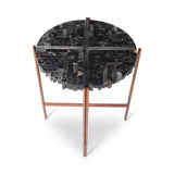 Jenna Natural Dark Petrified Wooden Round End Table Side Tables LOOMLAN By Urbia