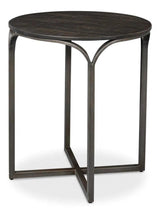 Jeromy Mango Wood and Metal Base Black Round End Table Side Tables LOOMLAN By Sarreid