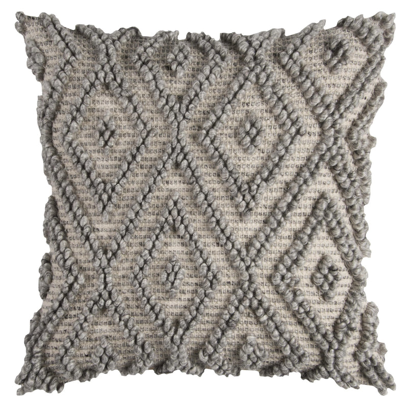 Jin Diamond Gray Throw Pillow With Down Insert Throw Pillows LOOMLAN By LOOMLAN