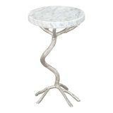 Joel Side Table White & Silver Side Tables LOOMLAN By Zuo Modern