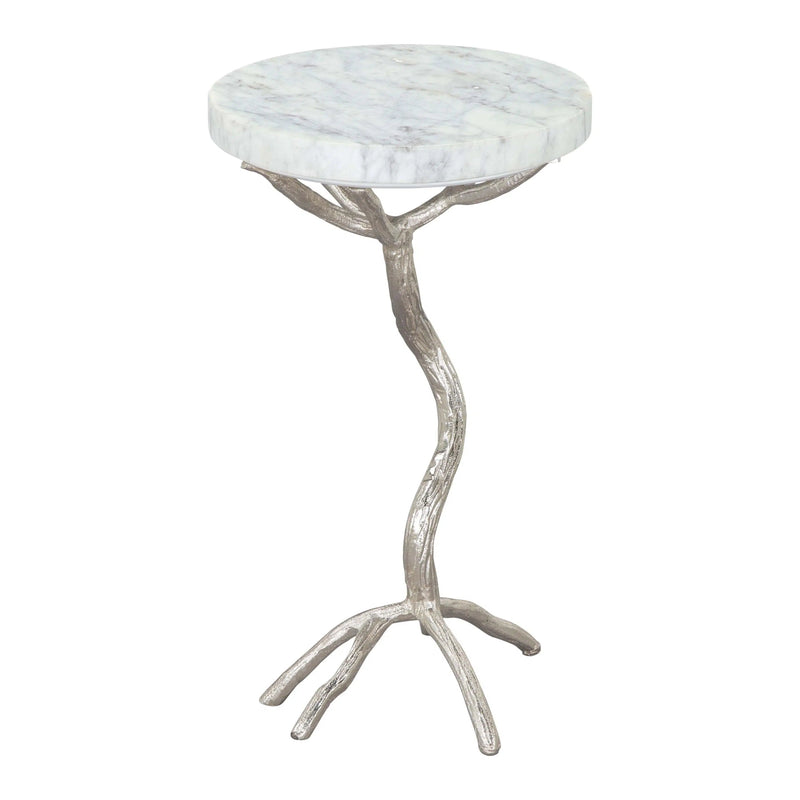 Joel Side Table White & Silver Side Tables LOOMLAN By Zuo Modern