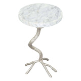 Joel Side Table White & Silver Side Tables LOOMLAN By Zuo Modern