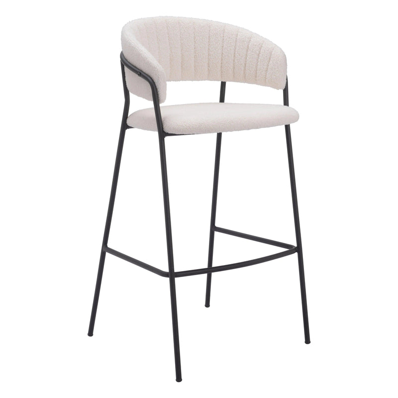 Josephine Barstool (Set of 2) Cream Bar Stools LOOMLAN By Zuo Modern