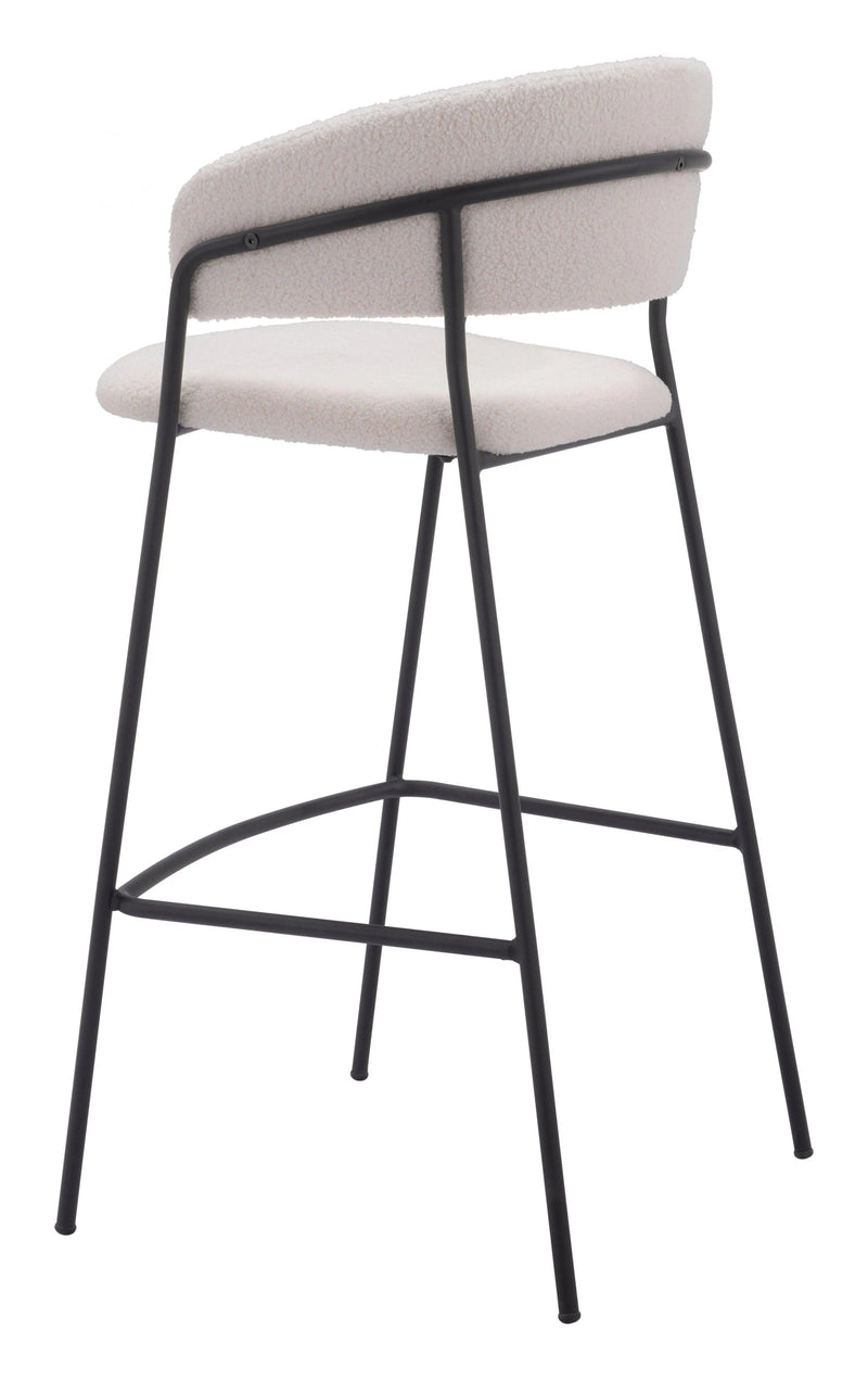 Josephine Barstool (Set of 2) Cream Bar Stools LOOMLAN By Zuo Modern