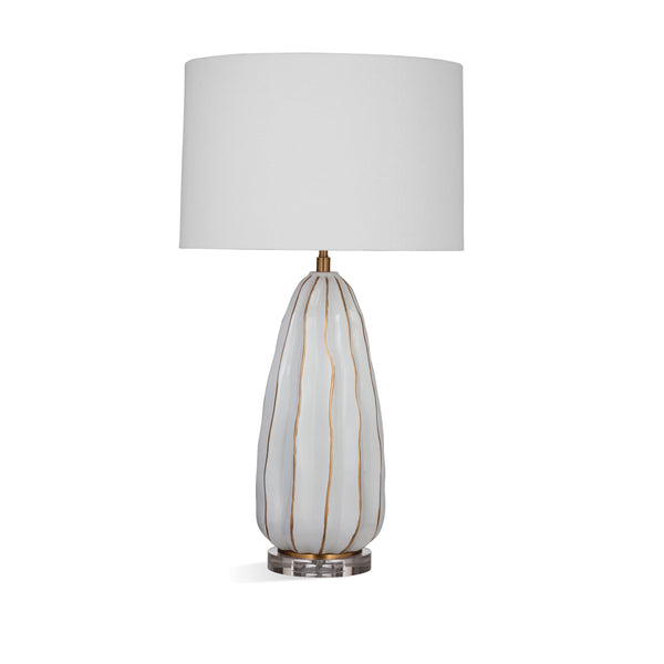 Josephine Ceramic and Crystal White Table Lamp Table Lamps LOOMLAN By Bassett Mirror
