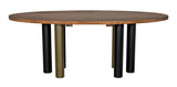 Journal Oval Dining Table, Dark Walnut with Black & Aged Brass Steel Base Dining Tables LOOMLAN By Noir