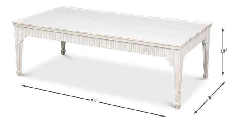 Jude Bungalow Pine White Rectangular Cocktail Table Coffee Tables LOOMLAN By Sarreid