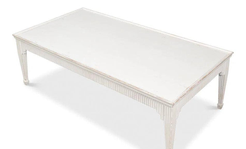 Jude Bungalow Pine White Rectangular Cocktail Table Coffee Tables LOOMLAN By Sarreid