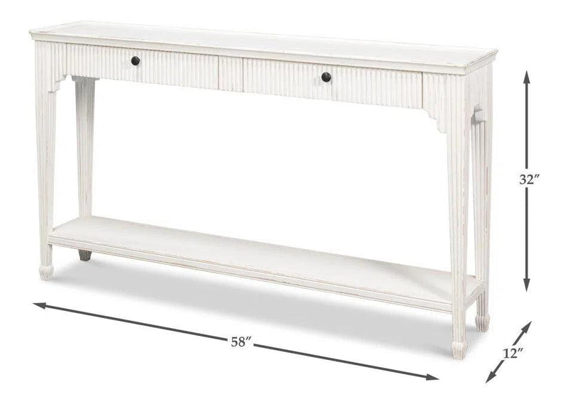 Jude Bungalow Pine White Rectangular Console Table Console Tables LOOMLAN By Sarreid