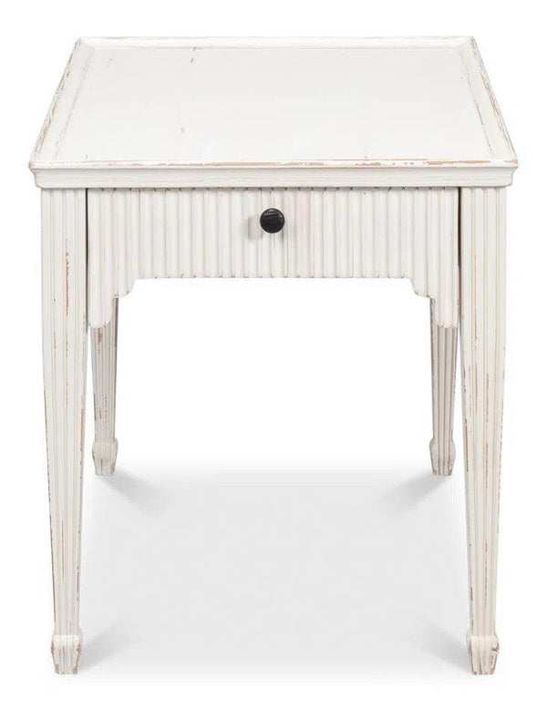 Jude Bungalow Pine White Rectangular Side Table Side Tables LOOMLAN By Sarreid