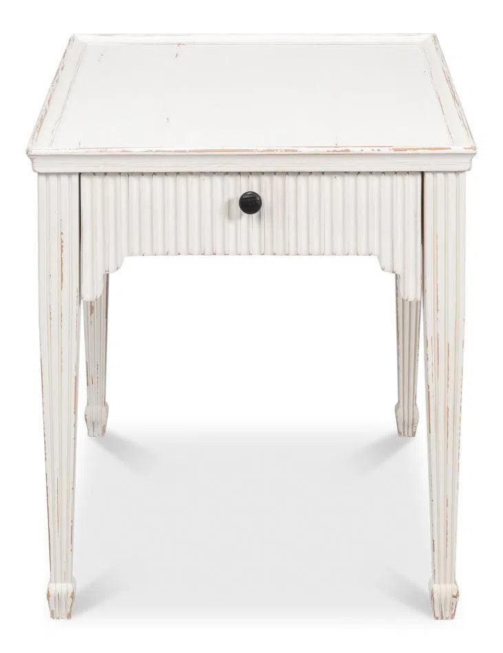 Jude Bungalow Pine White Rectangular Side Table Side Tables LOOMLAN By Sarreid