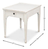 Jude Bungalow Pine White Rectangular Side Table Side Tables LOOMLAN By Sarreid