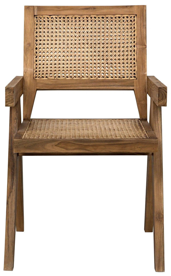 Jude Teak Wood Black Arm Chair with Caning Club Chairs LOOMLAN By Noir