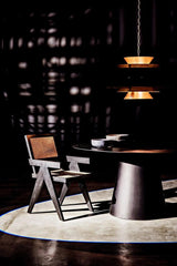 Jude Wood Black Arm Chair with Caning Club Chairs LOOMLAN By Noir