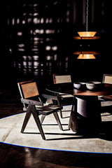 Jude Wood Black Arm Chair with Caning Club Chairs LOOMLAN By Noir