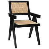 Jude Wood Black Arm Chair with Caning Club Chairs LOOMLAN By Noir