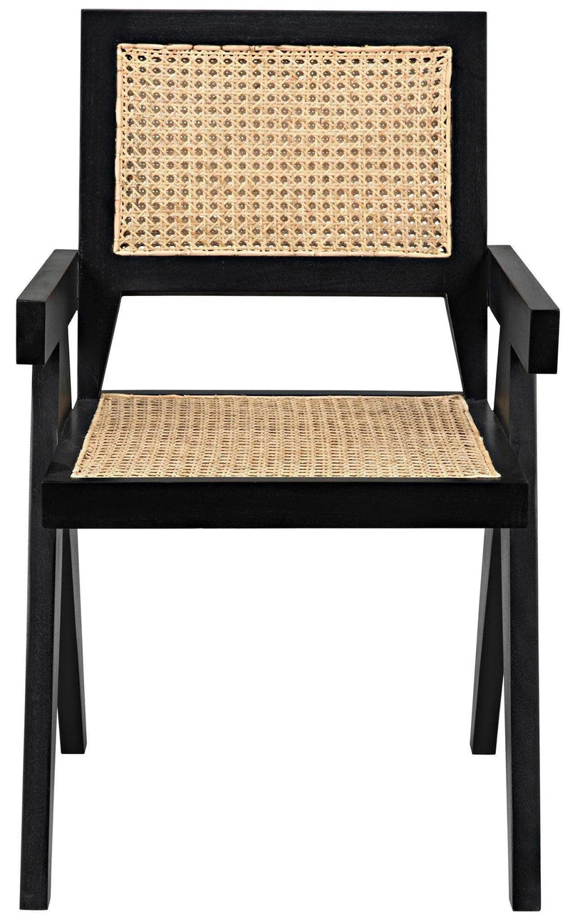 Jude Wood Black Arm Chair with Caning Club Chairs LOOMLAN By Noir