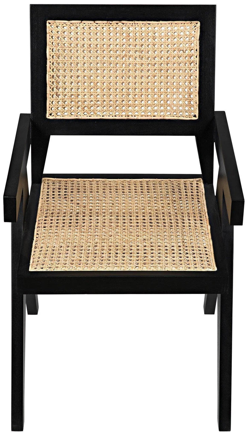 Jude Wood Black Arm Chair with Caning Club Chairs LOOMLAN By Noir