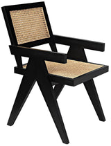 Jude Wood Black Arm Chair with Caning Club Chairs LOOMLAN By Noir