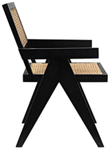 Jude Wood Black Arm Chair with Caning Club Chairs LOOMLAN By Noir