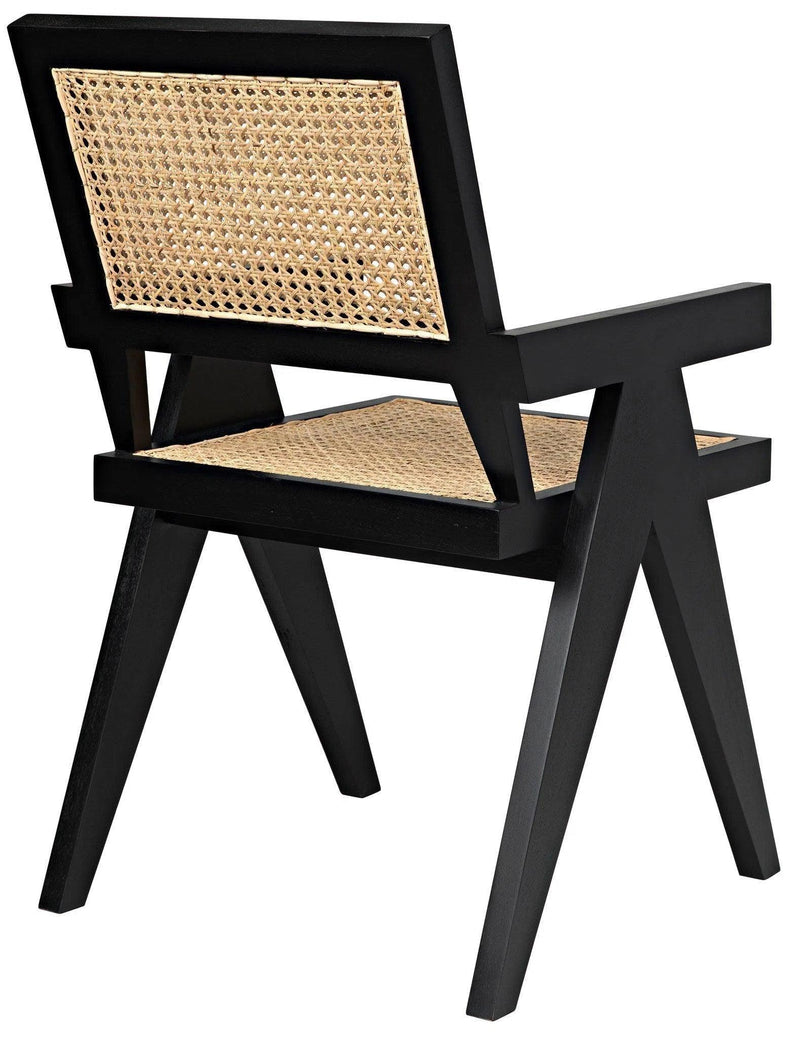 Jude Wood Black Arm Chair with Caning Club Chairs LOOMLAN By Noir