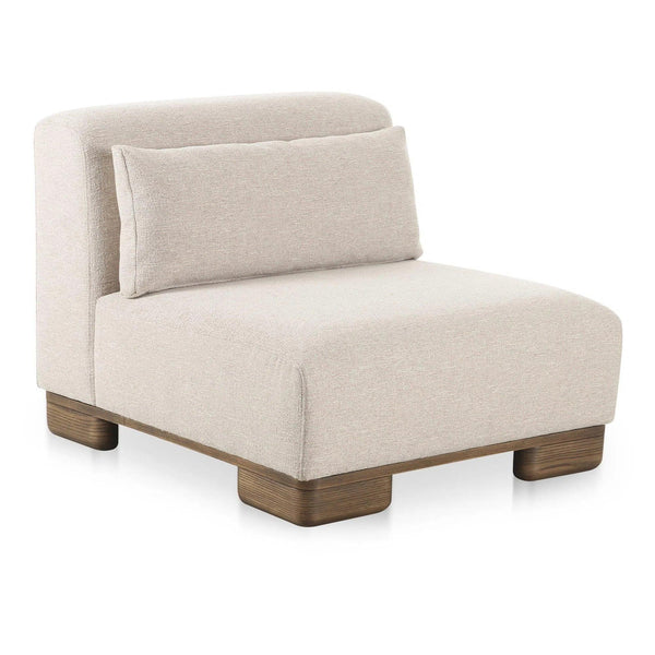 June Wood Beige Armless Slipper Chair Modular Sofas LOOMLAN By Moe's Home