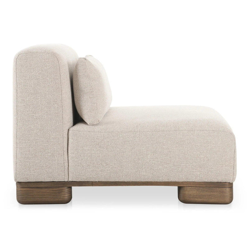 June Wood Beige Armless Slipper Chair Modular Sofas LOOMLAN By Moe's Home