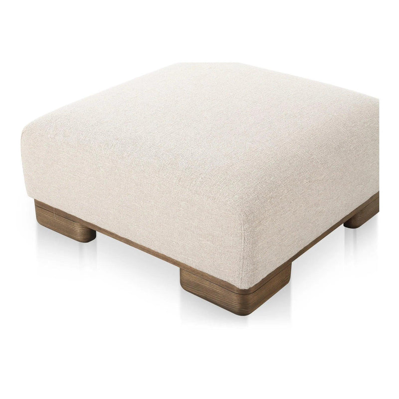 June Wood Beige Ottoman Ottomans LOOMLAN By Moe's Home