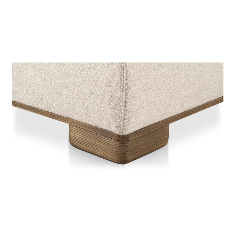 June Wood Beige Ottoman Ottomans LOOMLAN By Moe's Home